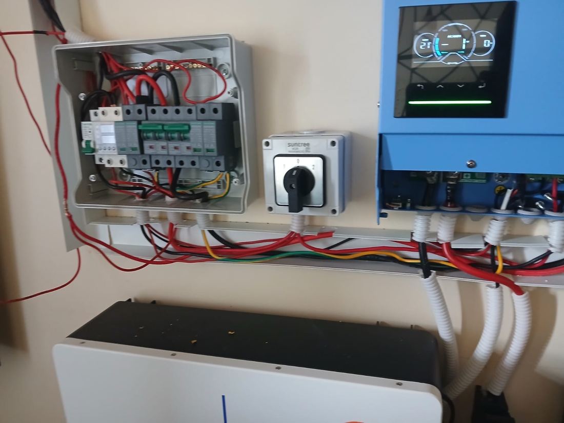 Solar distribution and protection panel with breakers and isolator switch
